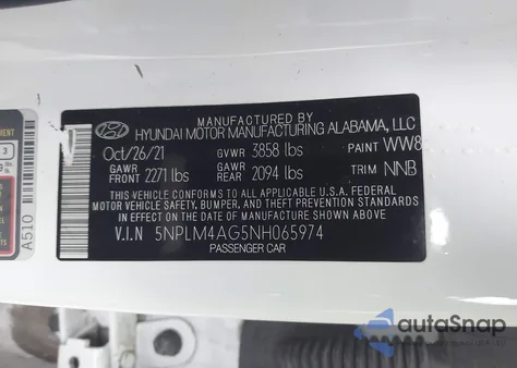 2022 Hyundai Elantra Sel z USA, uszkodzony, nr VIN 5NPLM4AG5NH065974